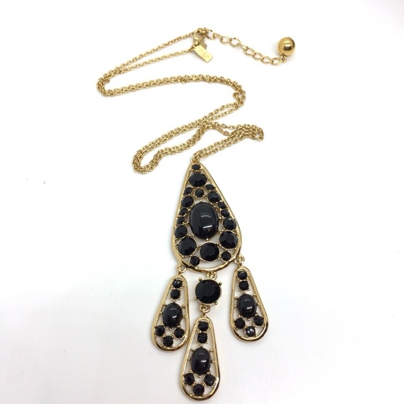 KATE SPADE NEW YORK GOLD TONE BLACK TEARDROP PENDANT NECKLACE WITH POUCH - Picture 6 of 12